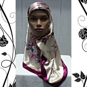 Burgundy Fashion Square Scarf  Muslim Hjiab